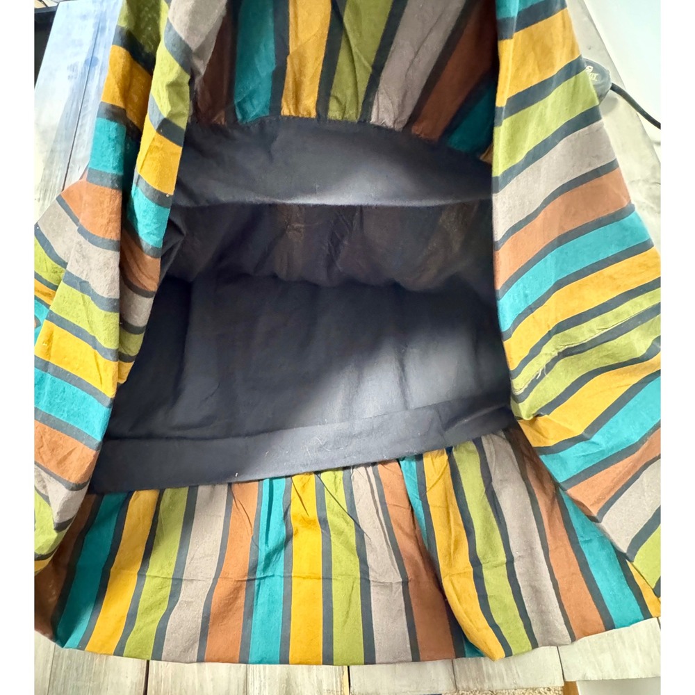 Gudrun Sjoden Akira 100% Organic Cotton Woven Striped Smocked Midi Boho Skirt M - Picture 10 of 11